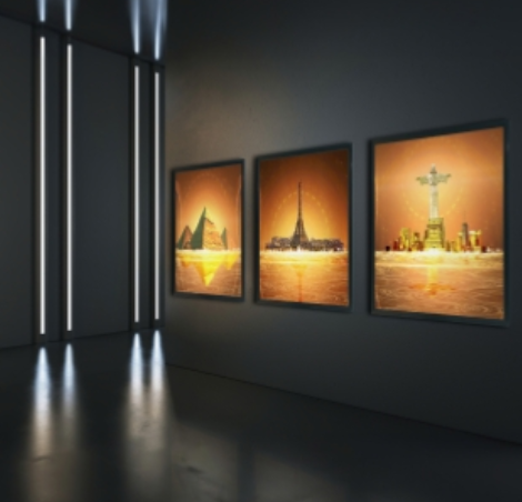 Pyramids of Light - Tranh Nghệ Thuật Pyramids of Light – Kim Tự Tháp Ánh Sáng Hiện Đại - Image 3