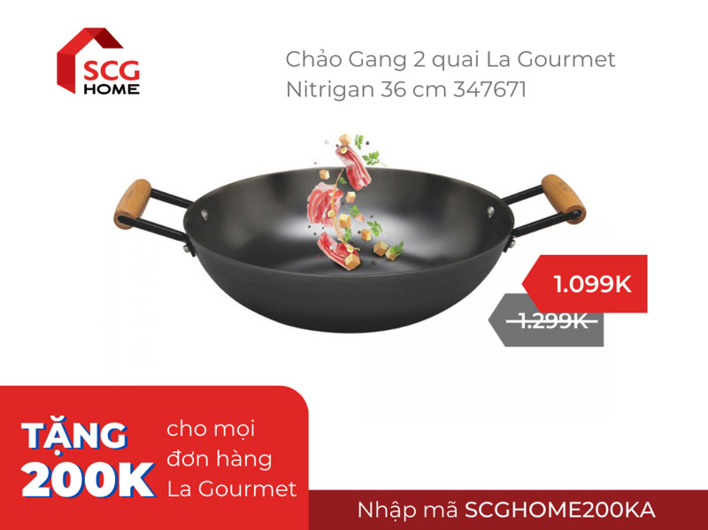 Chảo Gang 2 Quai La Gourmet Nitrigan 36 cm - 347671