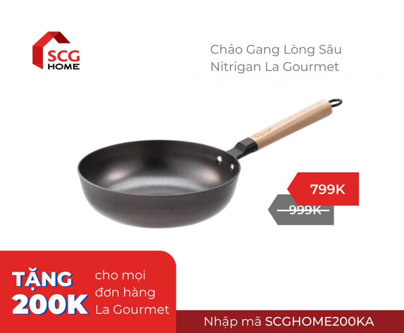 Chảo Gang Sâu Lòng La Gourmet Nitrigan
