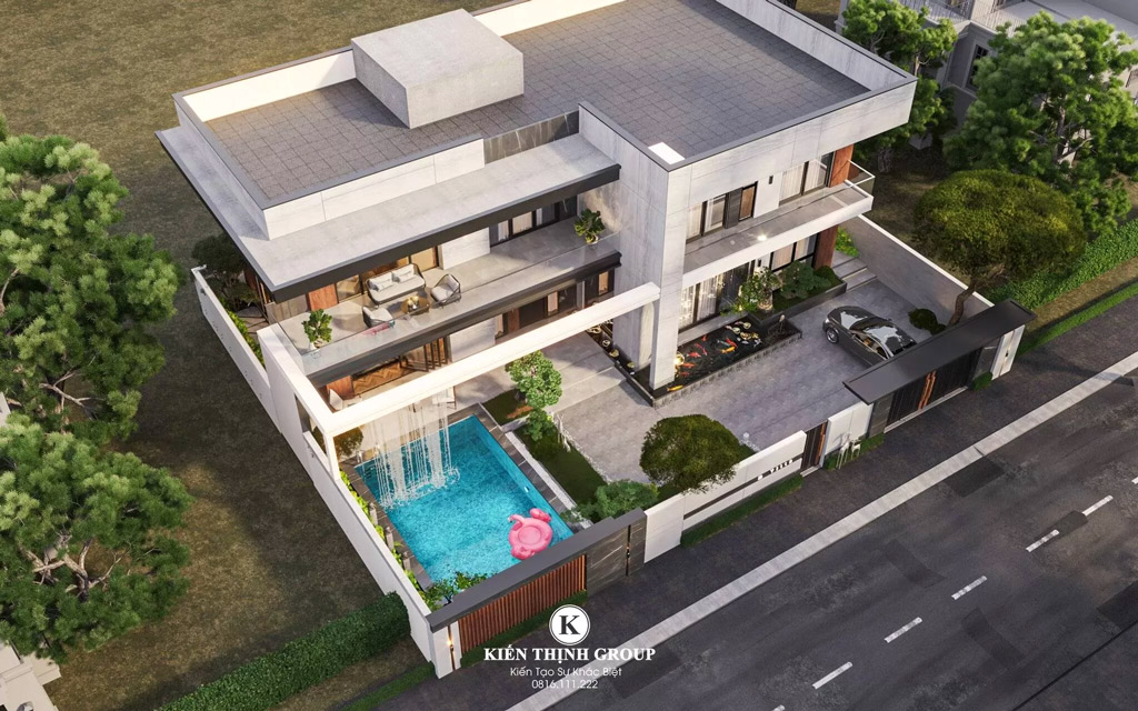 nha-biet-thu-2-tang-dep-hien-dai-tai-vinh-phuc-bt2382-5 Gia chủ nên bố trí cây xanh hợp lý trong khuôn viên sân vườn